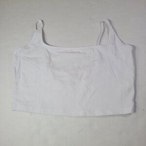 ASOS White Cotton Blend Casual Spaghetti Strap Crop Top Size 8